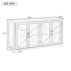 Country Style Wooden Sideboard With Pine Doors And Legs, 4 Metal Handles, For Hallway Entryway Living Room Dining Room -Garvee Sales GUEST 6dad2304 c04f 4204 a9d7 ae6e87eae9d7