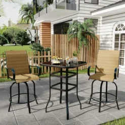 Bistro Square Patio Table - Metal Frame W/Tempered Glass Top, Outdoor Bar Height Table For Backyard, Poolside & Garden -Garvee Sales GUEST 6dfb023b 5b00 454f b1ef 6ae282a5af75