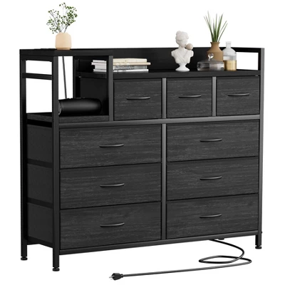 Dresser TV Stand With Power Outlet, Bedroom Dresser With 9 Drawers, Chest Of Drawers, Steel Frame Storage Closet For Living Room Hallway 6 Dresser TV Stand With Power Outlet, Bedroom Dresser With 9 Drawers, Chest Of Drawers, Steel Frame Storage Closet For Living Room Hallway - Image 6