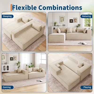 Modular Sectional Couches For Living Room, L-Shaped Sectional Couch With Deep Seat, Upholstered Sofa For Bedroom, No Assembly Required, Chenille 5 Modular Sectional Couches For Living Room, L-Shaped Sectional Couch With Deep Seat, Upholstered Sofa For Bedroom, No Assembly Required, Chenille - Image 5