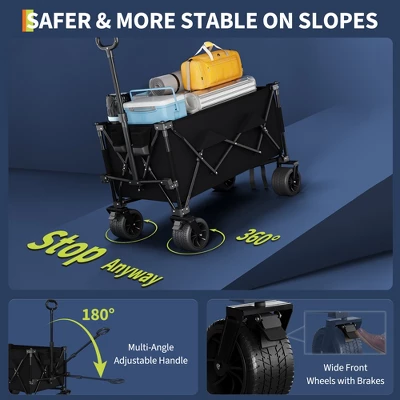 Wagon Cart Foldable With 350lbs Weight Capacity, Heavy Duty 280L Folding Utility Garden Cart For Beach, Camping, Outdoor 7 Wagon Cart Foldable With 350lbs Weight Capacity, Heavy Duty 280L Folding Utility Garden Cart For Beach, Camping, Outdoor - Image 7