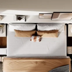 King Bed Frame With 3 Storage Drawers, Fabric Upholstered Platform Bed, Wooden Slats Support, Dark Grey -Garvee Sales GUEST 6e806025 7964 4b14 9f88 205abedb09b0