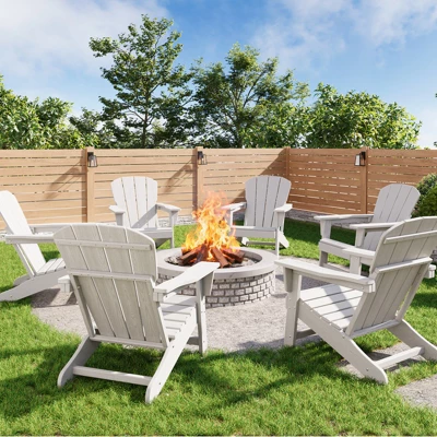 Modern HDPE Adirondack Chair Set Of 6 - Oversize 380lb Capacity, Weather-Resistant Poly Lumber With Wood Texture For Deck, Pool, Porch Outdoor Use 10 Modern HDPE Adirondack Chair Set Of 6 - Oversize 380lb Capacity, Weather-Resistant Poly Lumber With Wood Texture For Deck, Pool, Porch Outdoor Use - Image 10