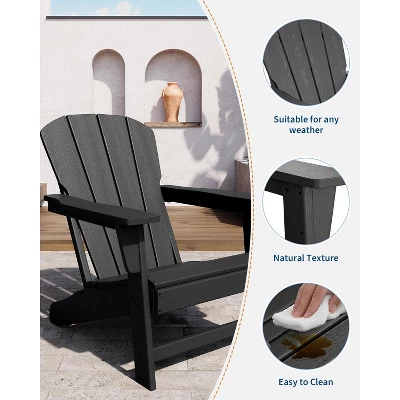 Outdoor Adirondack Chair - HDPE, With Wide Armrests & Slatted Back, All-Weather For Patio & Pool, Ergonomic Backrest 3 Outdoor Adirondack Chair - HDPE, With Wide Armrests & Slatted Back, All-Weather For Patio & Pool, Ergonomic Backrest - Image 3