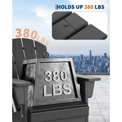 Folding Adirondack Chairs Set Of 4 With 2 Side Table,HDPE Plastic Outdoor Chairs, Wood Texture,380Lbs & Weather Resistant For Fire Deck,Patio 2 Folding Adirondack Chairs Set Of 4 With 2 Side Table,HDPE Plastic Outdoor Chairs, Wood Texture,380Lbs & Weather Resistant For Fire Deck,Patio - Image 2