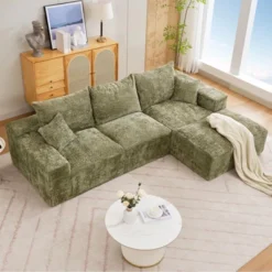 Modular Sectional Sofa, 110 Inch Seat L-Shaped Couch With 5 Throw Pillows, Chenille Floor Sofa, For Living Room, Bedroom, Office -Garvee Sales GUEST 6f292398 d044 407e 9f3d 7fe93bf0f3a0