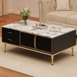 Whizmax Faux Marble Coffee Table - Modern Living Room Table With 4 Drawers & Glass Doors, Fluted Panel Design 18 Whizmax Faux Marble Coffee Table - Modern Living Room Table With 4 Drawers & Glass Doors, Fluted Panel Design -Garvee Sales GUEST 6f4a1c67 ef08 4a4d bb2e 151b8932b7fa