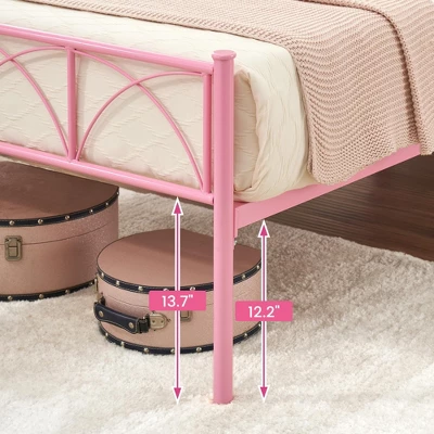 Twin Size Bed Frame With Headboard, Twin Bed Frame For Girls/Boys/Teens, Heavy Duty Metal Slat Support, No Box Spring Needed, Easy Assembly,Pink 3 Twin Size Bed Frame With Headboard, Twin Bed Frame For Girls/Boys/Teens, Heavy Duty Metal Slat Support, No Box Spring Needed, Easy Assembly,Pink - Image 3