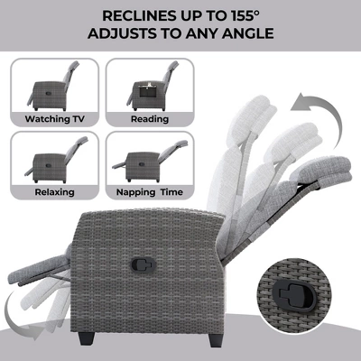 Indoor Outdoor Wicker Recliner Chair With Flip-Up Table Air Pump 155¡ã Lay Flat, Adjustable Wicker Lounge Recliner Chair With Backrest And Footrest 7 Indoor Outdoor Wicker Recliner Chair With Flip-Up Table Air Pump 155¡ã Lay Flat, Adjustable Wicker Lounge Recliner Chair With Backrest And Footrest - Image 7