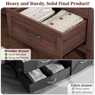 6 Dresser Cabinet, 47" Wide Drawer Dresser With Storage Freestanding, Wooden Closet Dresser Storage Chest For Bedroom Living Room 4 6 Dresser Cabinet, 47" Wide Drawer Dresser With Storage Freestanding, Wooden Closet Dresser Storage Chest For Bedroom Living Room - Image 4