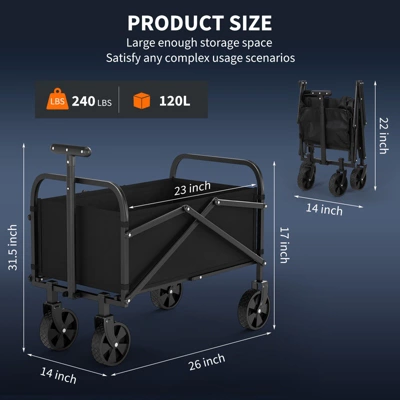 Garden Trolley, Foldable Wagon, Foldable Utility Cart Handcart -240LBS Capacity With Adjustable Handle Trolley For Camping Sports Shopping -Garvee Sales GUEST 6fc0f2e7 83af 49a2 99ac 78b43e591814