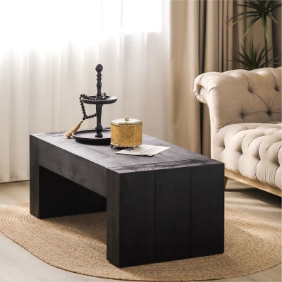 Living Room Wood Table, Versatile Table ,Black Wood Coffee Table,Modern Black Solid Wood Coffee Table 1 Living Room Wood Table, Versatile Table ,Black Wood Coffee Table,Modern Black Solid Wood Coffee Table