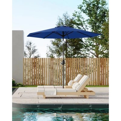 7.5FT Outdoor Patio Umbrella With 6 Sturdy Ribs, Table Umbrella With Push Button Tilt And Crank, UV Protection Waterproof (Navy Blue) 1 7.5FT Outdoor Patio Umbrella With 6 Sturdy Ribs, Table Umbrella With Push Button Tilt And Crank, UV Protection Waterproof (Navy Blue)