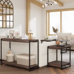 Whizmax 2-Tier Narrow Console Sofa Side Table For Entryway,Hallway,Living Room, 39.5in L X 13.7in W X 25.6in H -Garvee Sales GUEST 7055533b c783 4dab 9c46 cb0d8bdce310