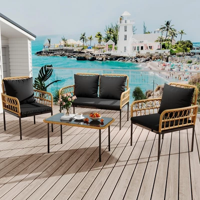 Wicker Patio Bistro Sets Outdoor Conversation Sets With Side Table And Rattan Chairs, Patio Furniture Set For Apartment, Backyard, Porch 12 Wicker Patio Bistro Sets Outdoor Conversation Sets With Side Table And Rattan Chairs, Patio Furniture Set For Apartment, Backyard, Porch - Image 12