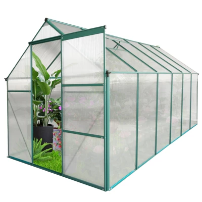 6x12FT Polycarbonate Greenhouse, Heavy Duty Aluminum Walk-in Greenhouses With Sliding Door & Raised Base, Plant Greenhouse For Outdoor Garden Backyard 6 6x12FT Polycarbonate Greenhouse, Heavy Duty Aluminum Walk-in Greenhouses With Sliding Door & Raised Base, Plant Greenhouse For Outdoor Garden Backyard - Image 6