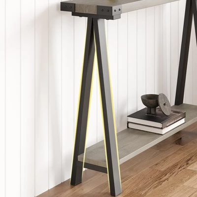 Farmhouse Console Table, 43.3" Entryway Table With Storage, 2 Tier Sofa Table With Metal Frame And MDF, Behind Couch Table For Living Room 5 Farmhouse Console Table, 43.3" Entryway Table With Storage, 2 Tier Sofa Table With Metal Frame And MDF, Behind Couch Table For Living Room - Image 5