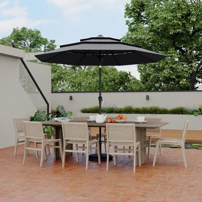 Outdoor 3 Tier Vented Large Market Table Umbrella, 9FT Patio 3 Tier Umbrella Canopy, Heavy Duty Patio Umbrellas 3 Tiers, 8 Ribs, Hand Crank 2 Outdoor 3 Tier Vented Large Market Table Umbrella, 9FT Patio 3 Tier Umbrella Canopy, Heavy Duty Patio Umbrellas 3 Tiers, 8 Ribs, Hand Crank - Image 2