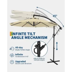 10 FT Patio Umbrella For Outdoor, Outdoor Umbrella With Push Button Tilt And Crank With Cross Base With 8 Sturdy Ribs For Deck Pool Garden Backyard -Garvee Sales GUEST 713b55f6 276c 4fdd 90e9 f56f80400300