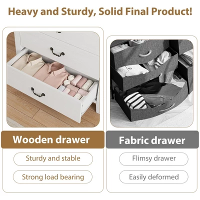 Garvee 5 Drawer Dresser For Bedroom, WHite 45.2" Tall Chest Of Drawer With V Shape Design, Modern Wooden Closet Nightstand For Living Room Entryway 4 Garvee 5 Drawer Dresser For Bedroom, WHite 45.2" Tall Chest Of Drawer With V Shape Design, Modern Wooden Closet Nightstand For Living Room Entryway - Image 4