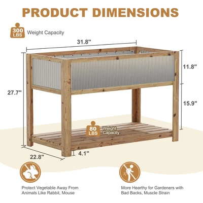 Raised Garden Bed Wood With Legs, Raised Garden Bed Planter Box With Storage Shelf, Outdoor Mobile Wooden Elevated Raised Beds 2 Raised Garden Bed Wood With Legs, Raised Garden Bed Planter Box With Storage Shelf, Outdoor Mobile Wooden Elevated Raised Beds - Image 2