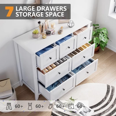 Wood Dresser With 7 Drawers, Modern Chest Of Drawers 3 Wood Dresser With 7 Drawers, Modern Chest Of Drawers - Image 3