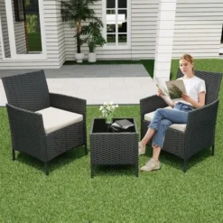 Patio Furniture Set 3 Pieces,Outdoor Patio Conversation Sets, PE Rattan Wicker Furniture Sets With 2 Chairs 18 Patio Furniture Set 3 Pieces,Outdoor Patio Conversation Sets, PE Rattan Wicker Furniture Sets With 2 Chairs -Garvee Sales GUEST 71833fb0 7924 4c40 81ea a797aa732599 1