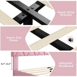 Upholstered Bed Frame With Diamond Tufted Headboard - Fabric Platform, Noise-Free Solid Wood Slats, No Box Spring Needed, Easy Assembly -Garvee Sales GUEST 71941b39 5bb3 4755 8f88 720764b962cf