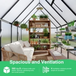 8x16FT Aluminum-Framed Polycarbonate Greenhouse, Heavy Duty Polycarbonate Greenhouse, Large Enhanced Aluminum GreenhouseKit For Outdoors 15 8x16FT Aluminum-Framed Polycarbonate Greenhouse, Heavy Duty Polycarbonate Greenhouse, Large Enhanced Aluminum GreenhouseKit For Outdoors -Garvee Sales GUEST 71997dfe 6e2e 49f1 8a9d 7fd2942e1c6f