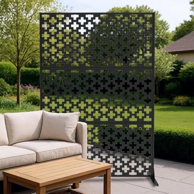 Metal Privacy Screen Outdoor 71"x47", Freestanding Decorative Privacy Fence Panel For Patio, Balcony, Deck, Garden, Indoor, Black Traditional 1 Metal Privacy Screen Outdoor 71"x47", Freestanding Decorative Privacy Fence Panel For Patio, Balcony, Deck, Garden, Indoor, Black Traditional