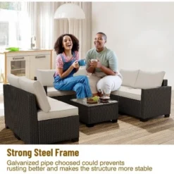 8 Piece Patio Furniture Set, Natural Rattan Wicker Outdoor Sectional With Cream Cushions, Glass Top Table & Hidden Storage 11 8 Piece Patio Furniture Set, Natural Rattan Wicker Outdoor Sectional With Cream Cushions, Glass Top Table & Hidden Storage -Garvee Sales GUEST 71dfc31f 73e0 435c a6fe 3a69810e4a36