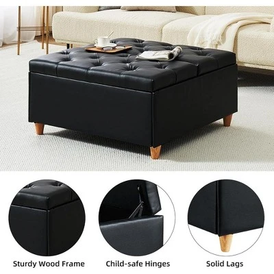 Whizmax Storage Ottoman Coffee Table With Lift Top,Tufted Upholstered Ottoman With Storage For Bedroom Living Room 4 Whizmax Storage Ottoman Coffee Table With Lift Top,Tufted Upholstered Ottoman With Storage For Bedroom Living Room - Image 4
