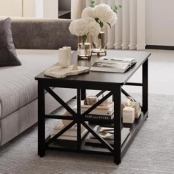 2-Tier Coffee Table For Small Spaces, X-Frame Living Room Low Coffee Table With Storage Shelf 18 2-Tier Coffee Table For Small Spaces, X-Frame Living Room Low Coffee Table With Storage Shelf -Garvee Sales GUEST 72741742 9639 4f06 a9d7 bb5121dd5d8f