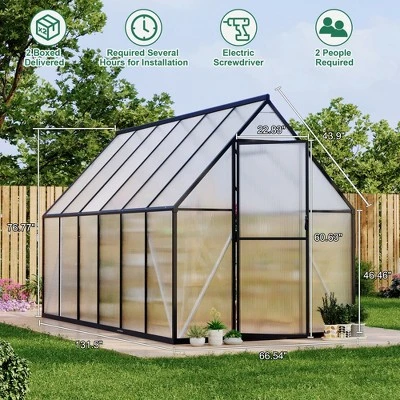 Aluminum-Framed Polycarbonate Greenhouse, Heavy Duty Polycarbonate Greenhouse With Roof Vent, Large Enhanced Aluminum Greenhouse Kit 1 Aluminum-Framed Polycarbonate Greenhouse, Heavy Duty Polycarbonate Greenhouse With Roof Vent, Large Enhanced Aluminum Greenhouse Kit