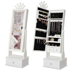 Kids Jewelry Armoire With Storage Cabinet And Led Light