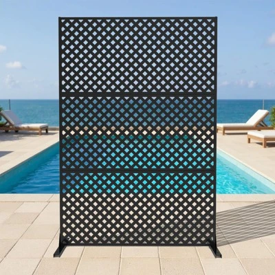 Metal Privacy Screen Outdoor 71"x47", Freestanding Decorative Privacy Fence Panel For Patio, Balcony, Deck, Garden, Indoor, Black Rustic 1 Metal Privacy Screen Outdoor 71"x47", Freestanding Decorative Privacy Fence Panel For Patio, Balcony, Deck, Garden, Indoor, Black Rustic