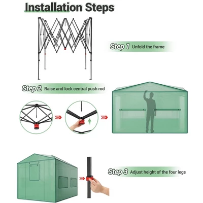 Portable Greenhouse, Instant Pop-Up Plant Gardening Green House Canopy, Outdoor Grow Tent With Zippered Doors, Roll-Up Side Windows 3 Portable Greenhouse, Instant Pop-Up Plant Gardening Green House Canopy, Outdoor Grow Tent With Zippered Doors, Roll-Up Side Windows - Image 3