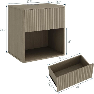 Fluted Nightstands Set 2, Side Tables, Modern Mid Century End Table With Drawer, Farmhouse Bed Side Tables For Bedroom Living Room Sofa Couch, Grey 1 Fluted Nightstands Set 2, Side Tables, Modern Mid Century End Table With Drawer, Farmhouse Bed Side Tables For Bedroom Living Room Sofa Couch, Grey