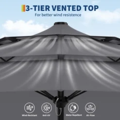 Outdoor 3 Tier Vented Large Market Table Umbrella, 9FT Patio 3 Tier Umbrella Canopy, Heavy Duty Patio Umbrellas 3 Tiers, 8 Ribs, Hand Crank 15 Outdoor 3 Tier Vented Large Market Table Umbrella, 9FT Patio 3 Tier Umbrella Canopy, Heavy Duty Patio Umbrellas 3 Tiers, 8 Ribs, Hand Crank -Garvee Sales GUEST 74b31c62 9610 4bbb a056 ab7d6eb90b5a