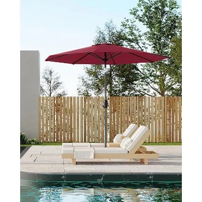 9FT Patio Umbrella Outdoor, Market, Table Umbrella With Push Button Tilt And Crank, 8 Sturdy Ribs For Garden, Pool, Deck, Backyard 5 9FT Patio Umbrella Outdoor, Market, Table Umbrella With Push Button Tilt And Crank, 8 Sturdy Ribs For Garden, Pool, Deck, Backyard - Image 5