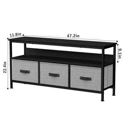 Garvee 55" TV Stand Entertainment Center With 3 Fabric Drawers, Rustic Dresser For Living Room, Bedroom 1 Garvee 55" TV Stand Entertainment Center With 3 Fabric Drawers, Rustic Dresser For Living Room, Bedroom