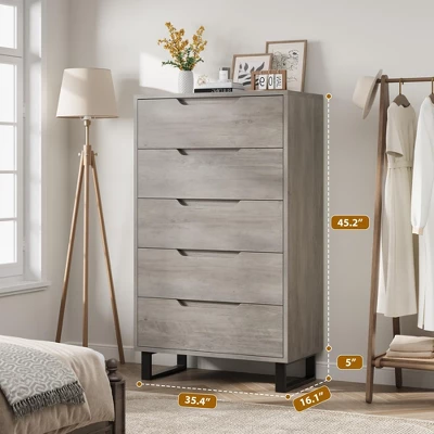 Freestanding Elegant Tall Storage Dressers With 5 Ample Drawer Space 1 Freestanding Elegant Tall Storage Dressers With 5 Ample Drawer Space