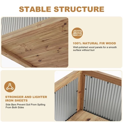 Raised Garden Bed Wood With Legs, Raised Garden Bed Planter Box With Storage Shelf, Outdoor Mobile Wooden Elevated Raised Beds 4 Raised Garden Bed Wood With Legs, Raised Garden Bed Planter Box With Storage Shelf, Outdoor Mobile Wooden Elevated Raised Beds - Image 4