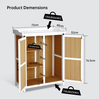 Potting Bench Outdoor Cabinet With Metal Tabletop, Workbenches With Adjustable Shelf, Wooden Storage Cabinets Waterproof For Garden Patio Lawn 6 Potting Bench Outdoor Cabinet With Metal Tabletop, Workbenches With Adjustable Shelf, Wooden Storage Cabinets Waterproof For Garden Patio Lawn - Image 6