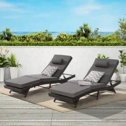 Outdoor Chaise Lounge Chair Set Of 2, Wicker Reclining Lounge With Adjustable Backrest & Cushion, Sunbathing Chair For Patio Pool Garden 18 Outdoor Chaise Lounge Chair Set Of 2, Wicker Reclining Lounge With Adjustable Backrest & Cushion, Sunbathing Chair For Patio Pool Garden -Garvee Sales GUEST 761c1d5a 1885 45ea a42f 7021e184ce23