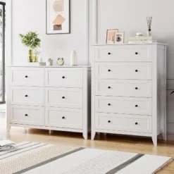 5 Drawers Dresser For Bedroom, Farmhouse Tall Wood Chest Of Drawers For Clothes, Big Storage Dressers Organizer With Gold Handles For Bedroom, White 14 5 Drawers Dresser For Bedroom, Farmhouse Tall Wood Chest Of Drawers For Clothes, Big Storage Dressers Organizer With Gold Handles For Bedroom, White -Garvee Sales GUEST 76563bc3 cff4 4977 94ae 7ff9c0080a62