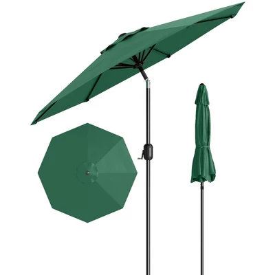 7.5FT Outdoor Patio Umbrella With 6 Sturdy Ribs, Table Umbrella With Push Button Tilt And Crank, UV Protection Waterproof (Green) 7 7.5FT Outdoor Patio Umbrella With 6 Sturdy Ribs, Table Umbrella With Push Button Tilt And Crank, UV Protection Waterproof (Green) - Image 7