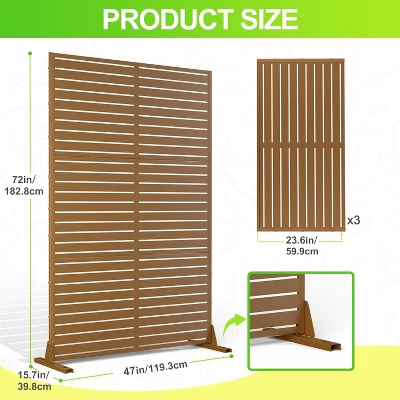 Metal Privacy Screen Outdoor 71"x47", Freestanding Decorative Privacy Fence Panel For Patio, Balcony, Deck, Garden, Indoor, Yellow 2 Metal Privacy Screen Outdoor 71"x47", Freestanding Decorative Privacy Fence Panel For Patio, Balcony, Deck, Garden, Indoor, Yellow - Image 2