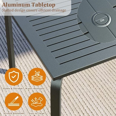 71" Outdoor Dining Table With Umbrella Hole - Aluminum Patio Table, Weatherproof & Rust-Proof Patio Dining Table 3 71" Outdoor Dining Table With Umbrella Hole - Aluminum Patio Table, Weatherproof & Rust-Proof Patio Dining Table - Image 3