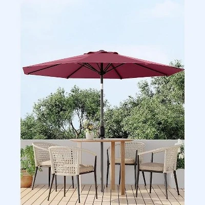 9FT Patio Umbrella Outdoor, Market, Table Umbrella With Push Button Tilt And Crank, 8 Sturdy Ribs For Garden, Pool, Deck, Backyard 6 9FT Patio Umbrella Outdoor, Market, Table Umbrella With Push Button Tilt And Crank, 8 Sturdy Ribs For Garden, Pool, Deck, Backyard - Image 6